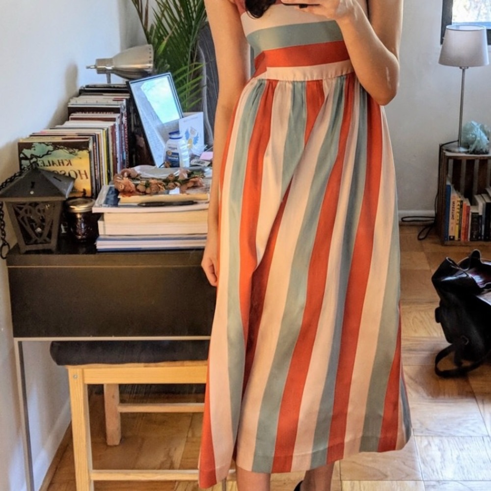 Red Valentino multi-striped midi dress